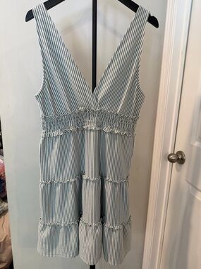 American Eagle Green Stripe Smocked dress